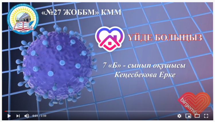 Кеңесбекова Ерке, 7 сынып 27 мектеп, "Үйде болыңыз".