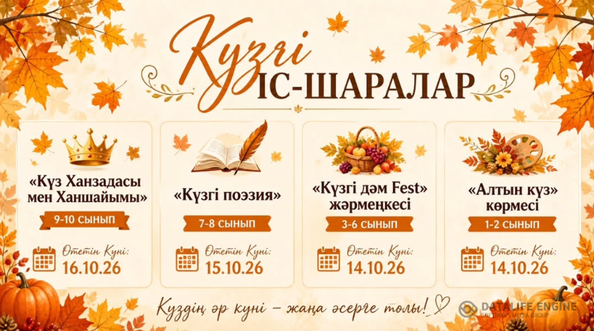 КҮЗГІ ІС-ШАРАЛАРҒА ШАҚЫРАМЫЗ! 🍂